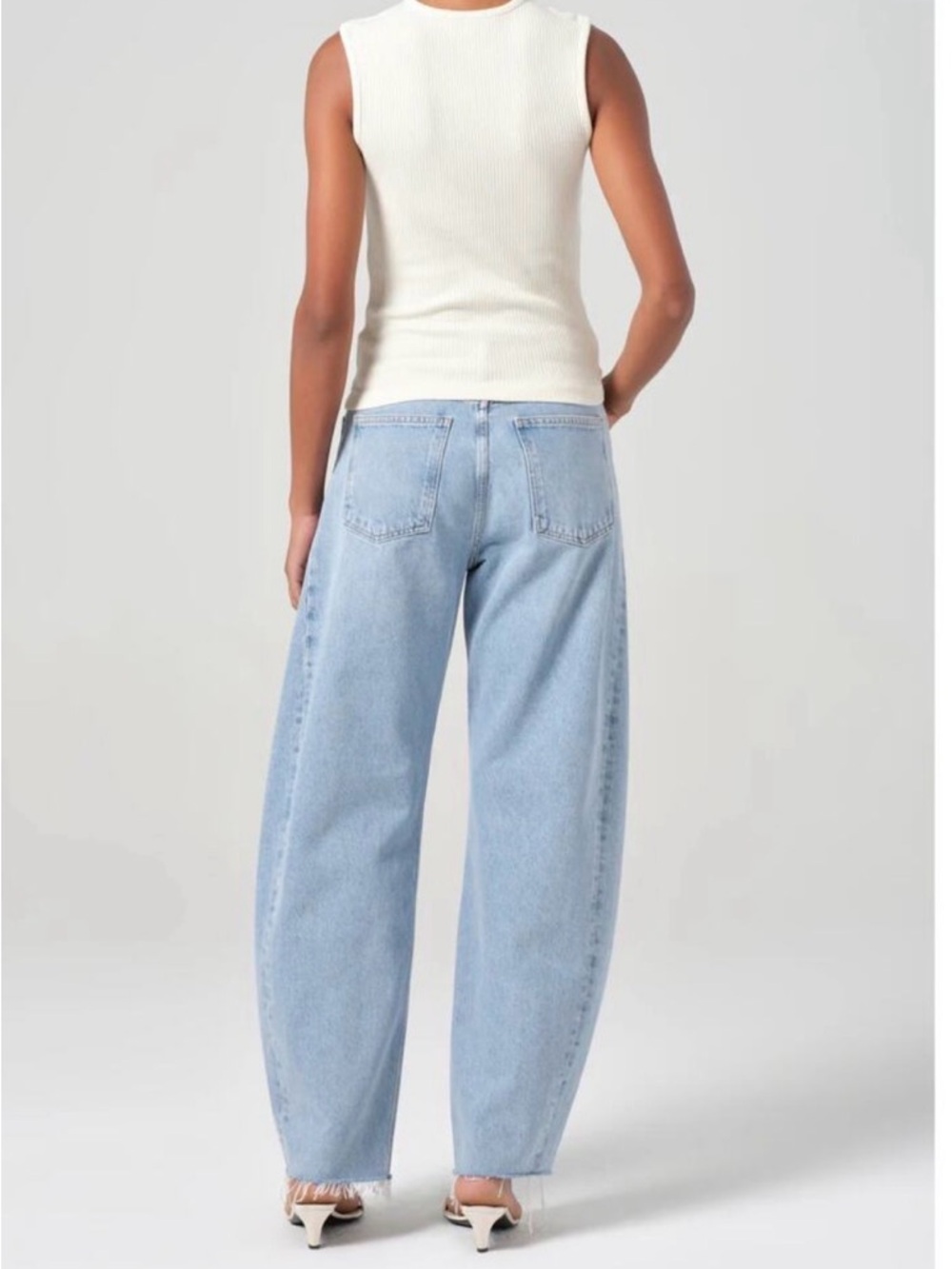 Agolde Light Wash Wide Leg Flare Jeans - Picture 2 of 12